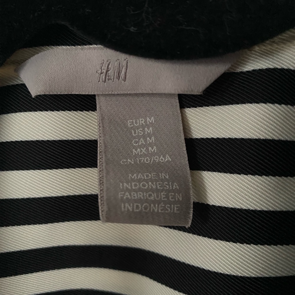 NWOT New! H&M tie belt shirt stripe dress medium striped black cream - Picture 5 of 5